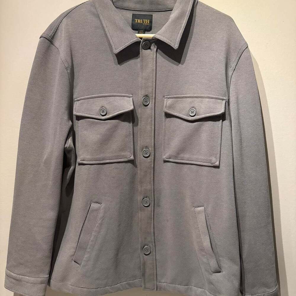 Truth by Republic Grey Twill Textured Shirt Jacket
